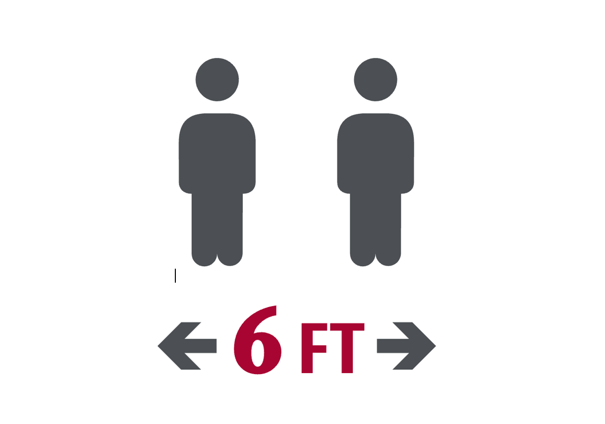 Icon of people standing 6 feet apart.