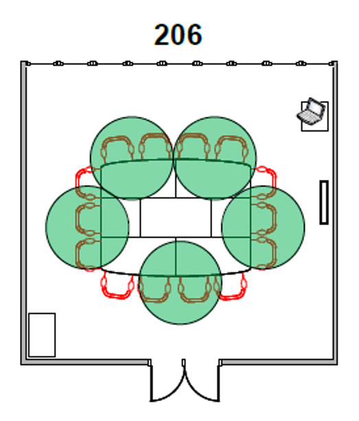 Diagram of Room 206 seating