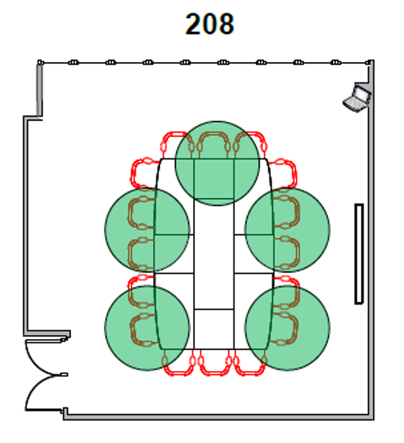 Diagram of Room 208 seating
