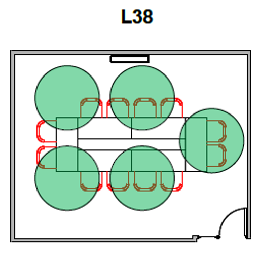 Diagram of Room L38 seating