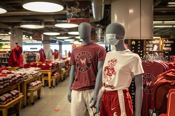 Mannequins wearing masks in the Bookie