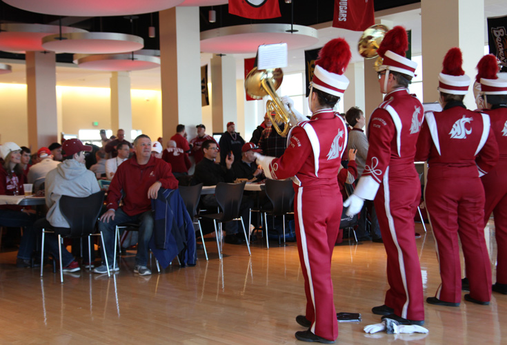 The WSU band plays during Kickoff at the CUB