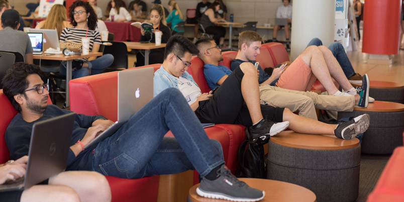 Students hang out in the CUB Lair