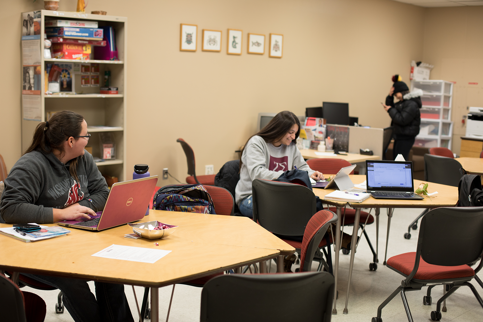 Students in the student centers