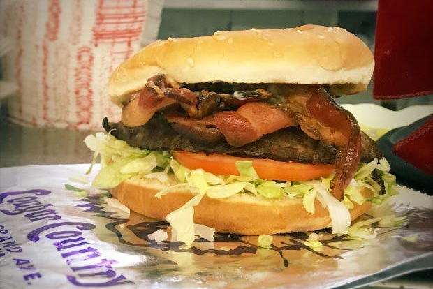 A burger from Cougar Country