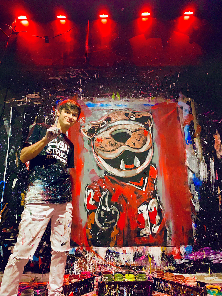 Painting of Butch T. Cougar by Evan Struck during WSU Virtual Paint Night, 2020. [Lower Level Butch's Den]