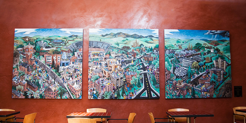 Common Ground (triptych painting) by Katrin Weise 1995 [ground floor library entrance lounge]